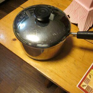 vtg Revere Ware 1.5 qt saucepan copper clad bottom stainless clinton Il 1801
